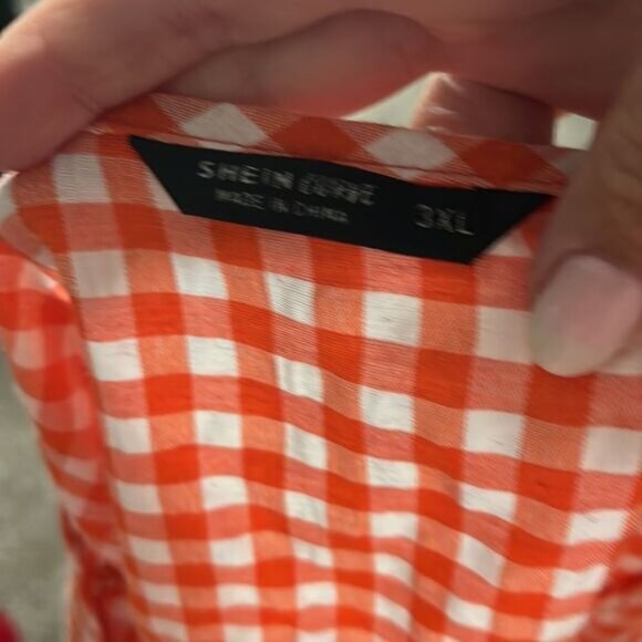 Shein Curve - Orange. Check - Blouse - 3XL - Picture 4 of 4